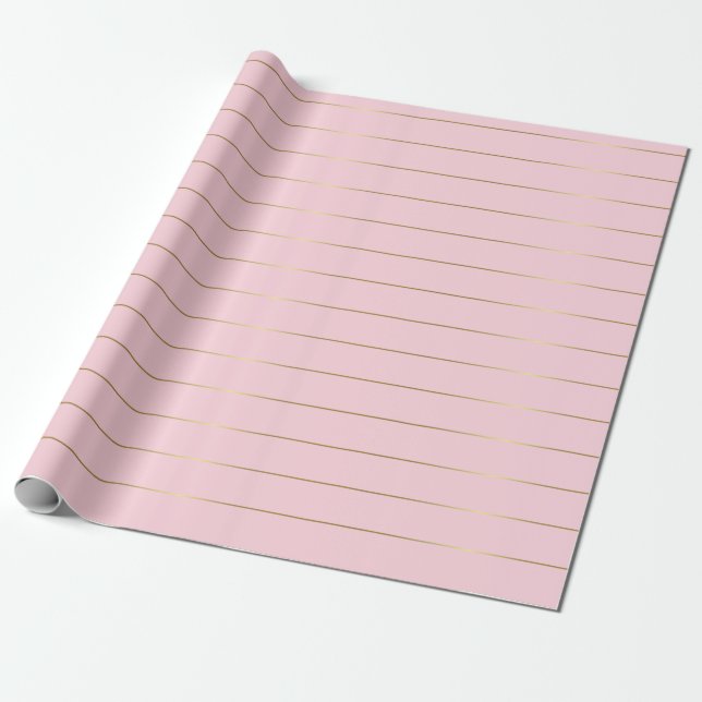 Papel De Presente Dourado Rosa Stripes Brilhantes Design brilhante b (Desenrolado)