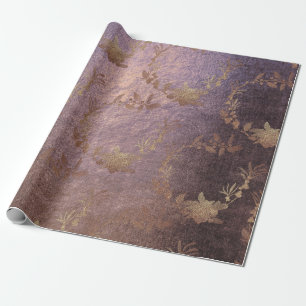 Papel De Presente Dourado Roxo Amethyst Wreath Vintage Royal