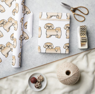Papel De Presente Dourado Shih Tzu Cute Cartoon Dog Padrão