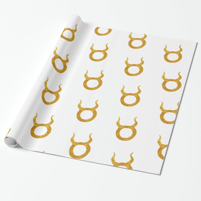 Papel De Presente Dourado símbolo de astrologia Zodiac Taurus (Desenrolado)