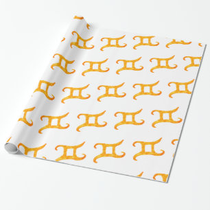 Papel De Presente Dourado sinal de astrologia Gemini