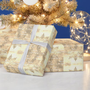 Papel De Presente Dourado Tie Dye Snowflake Feliz Natal