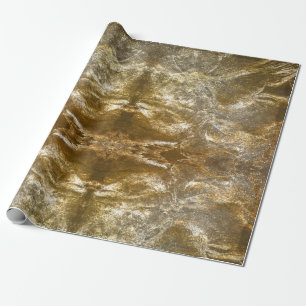 Papel De Presente Dourado Vintage com Motivo Floral Repuxado Brilho