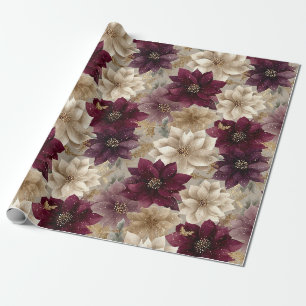 Papel De Presente Dourados de Champanhe com Flocos de Neve em Borgon