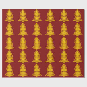 Papel De Presente Dourados sinos em papel de enrolamento vermelho es