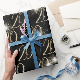 Papel De Presente Dourados Sparklers para o aniversário do 20