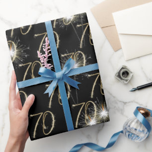 Papel De Presente Dourados Sparklers para o aniversário do 70