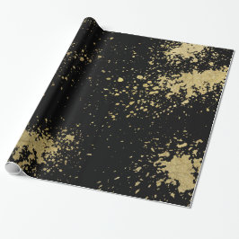 Papel De Presente Dourados Splatters Em Preto