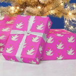 Papel De Presente Dove Christmas hot pink<br><div class="desc">Dove gift wrap or wrapping paper with doves and abackground hot pink or fuchsia</div>