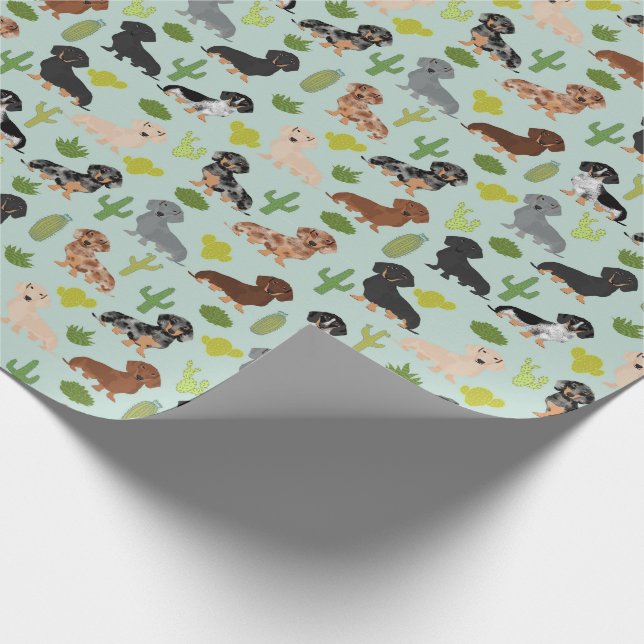 Papel De Presente Doxie Dachshund Cactus Wrappaper (Ponta)