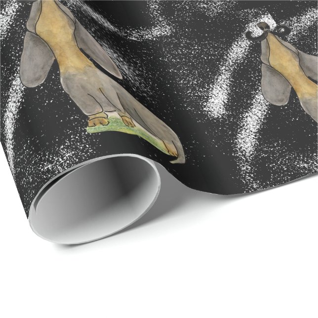 Papel De Presente Doxie dog Dachshund Black presente de bigode (Ponta do rolo)