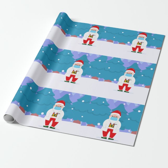 Papel De Presente dr santa claus covid natal face mask médico (Desenrolado)