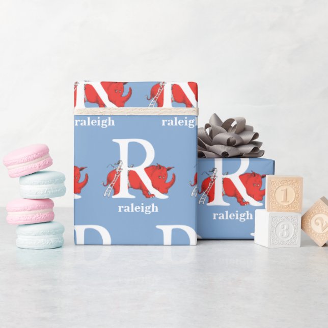 Papel De Presente Dr. Seuss ABC: Carta R - Branco | Adicione seu nom (Chá de bebê)