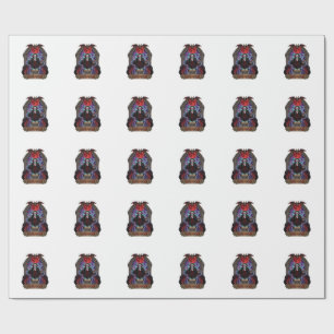 Papel De Presente Drácula de Halloween Lua Vermelha Morcegos Caveira