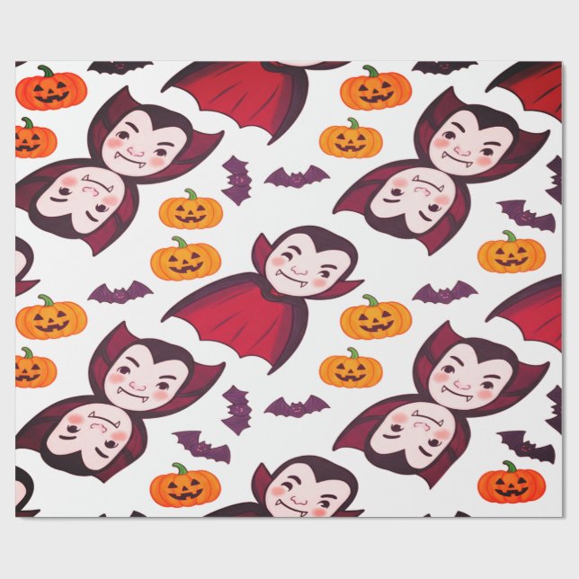 Papel De Presente Dracula e Bats Divertiam o Dia das Bruxas (Aberto)