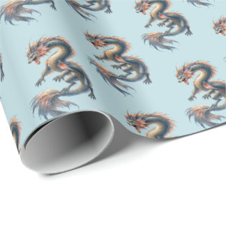 Papel De Presente Dragão Aquático