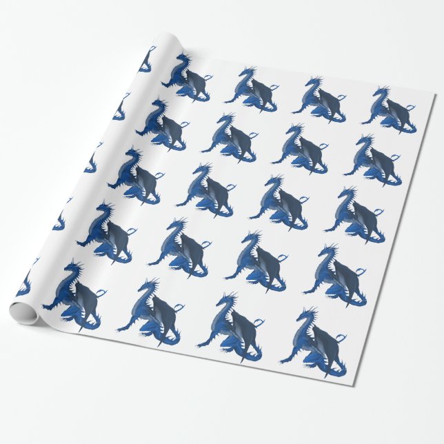 Papel De Presente Dragão azul (Desenrolado)