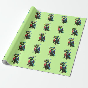 Papel De Presente Dragão Colorido
