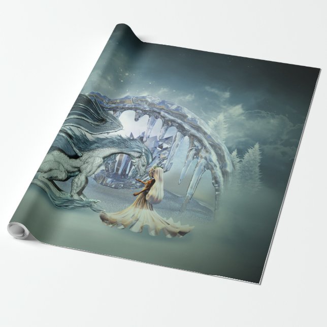 Papel De Presente Dragão de gelo incrível (Desenrolado)