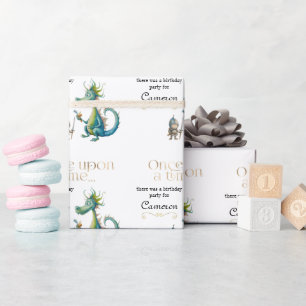 Papel De Presente Dragão de Leite Clássico e Cavaleiro