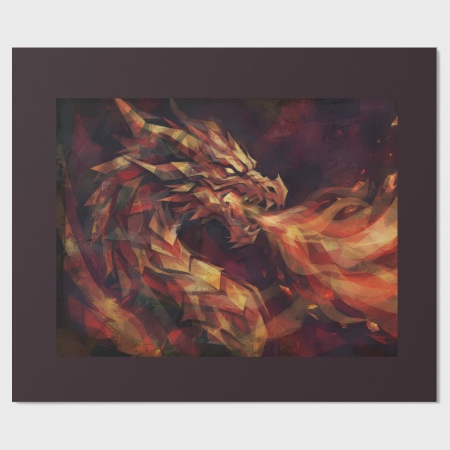 Papel De Presente Dragão Fiery (Aberto)
