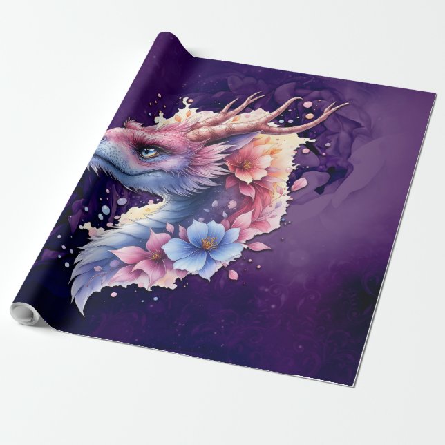 Papel De Presente Dragão Guardião Gentil.  (Desenrolado)