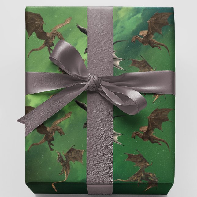 Papel De Presente Dragão Serpente Fantasia Mágica Galáxia Voadora (Criador carregado)