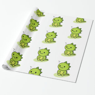 Papel De Presente Dragão verde-bebê Chibi