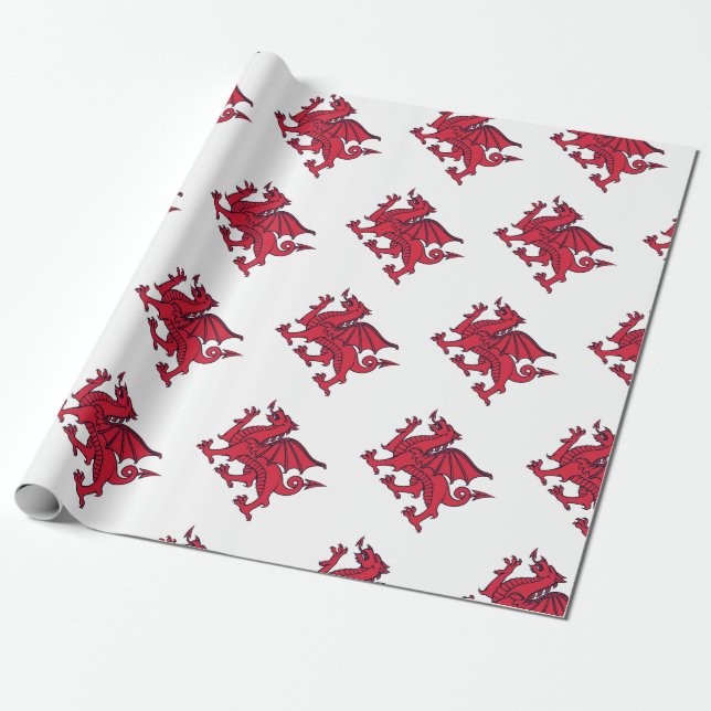 Papel De Presente Dragão vermelho de Welsh//Wales (Desenrolado)