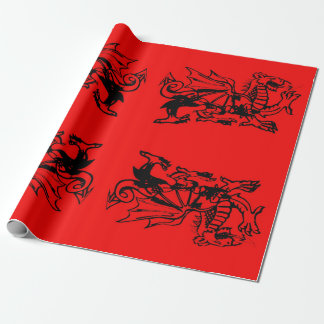 Papel De Presente Dragão Vermelho Galês do País de Gales.