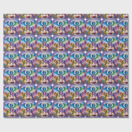 Papel De Presente Dragões Arco-Íris Adoráveis
