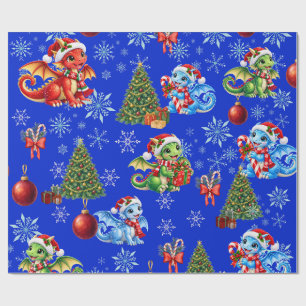Papel de Presente Dragões de Natal