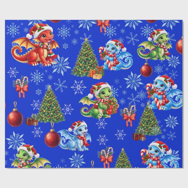 Papel de Presente Dragões de Natal (Aberto)
