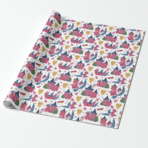 Papel De Presente Dragões e Castelos