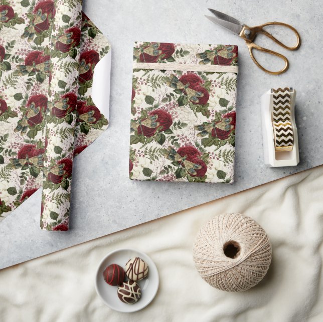 Papel De Presente Dragões e Rosas (Artesanato)