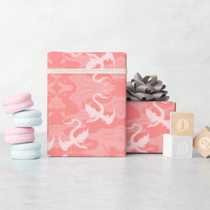 Papel De Presente Dragões Sobre Rosa