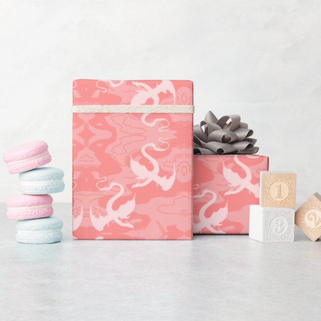 Papel De Presente Dragões Sobre Rosa (Chá de bebê)