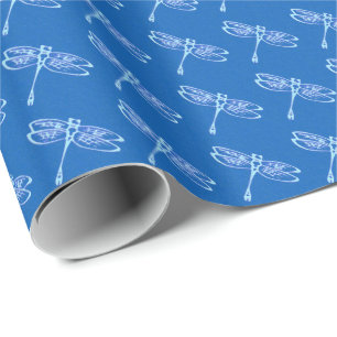 Papel De Presente Dragonflies, azul pálido, azul denim