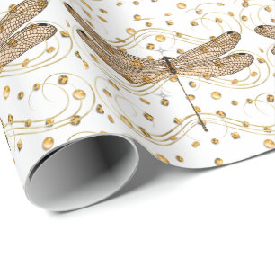 Papel De Presente Dragonfly em pedras âmbar