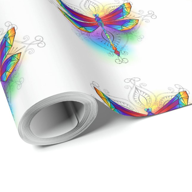 Papel De Presente Dragonfly Poligonal (Ponta do rolo)