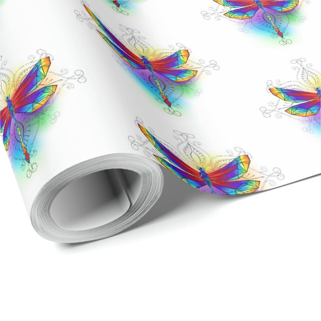 Papel De Presente Dragonfly Poligonal (Ponta do rolo)