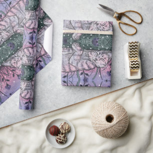 Papel De Presente Dreamy Garden Snooze Cat Watercolor Ilustração