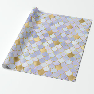 Papel De Presente Dreamy Lavendar e escamas de Sereia douradas