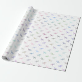 Papel De Presente Dreamy Mint Aqua Purple Pink Dragonflies