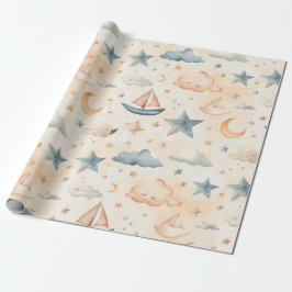 Papel De Presente Dreamy Sailboats & Stars Wrapping Paper