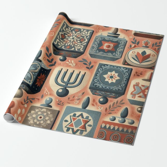 Papel De Presente Dreidel Dreidel Dreidel Dreidel (Desenrolado)