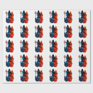Papel De Presente Dualidade Divina: Camiseta Azul Shiva & Ganesha