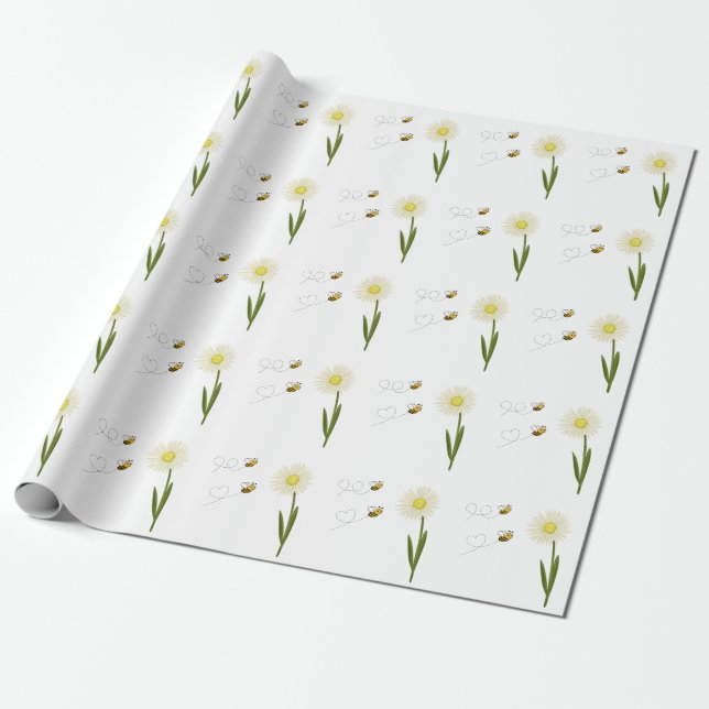 Papel De Presente Duas abelhas pequenas e bonitas (Desenrolado)