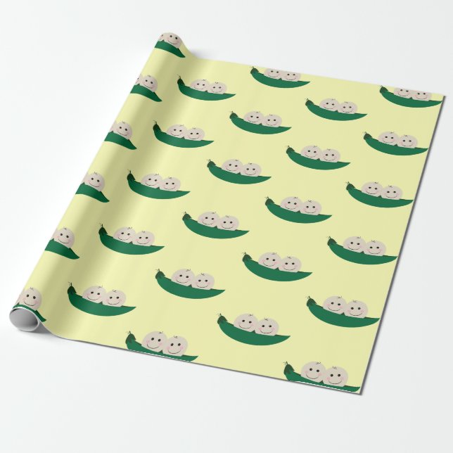 Papel De Presente Duas ervilhas em um vagem juntam o bebê (Desenrolado)