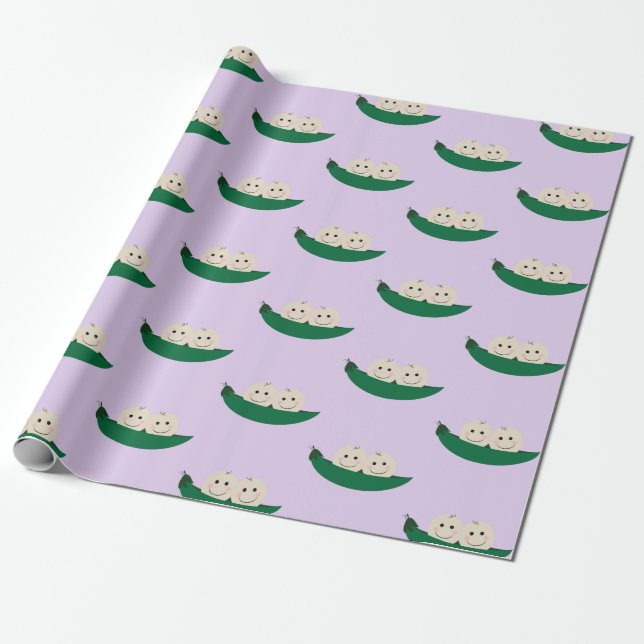 Papel De Presente Duas ervilhas em um vagem juntam o bebê (Desenrolado)